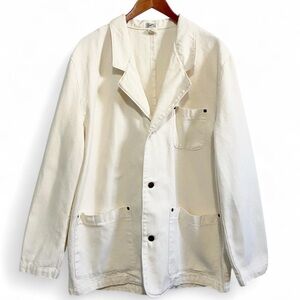 Vintage 70s Cream Cotton Chore Jacket / French Workwear Style